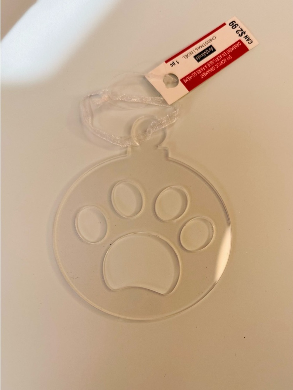 5 for $10 Clear Acrylic Paw Print Ornament DIY Pet Memorial Craft Christmas - Picture 2 of 3